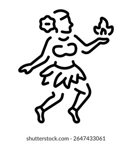 An outline style icon depicting fire dancer