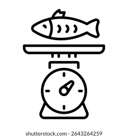 An outline style icon depicting fish weight