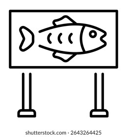An outline style icon depicting fishing signboard