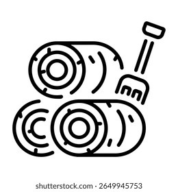 Um ícone de estilo de contorno que representa o fardo de feno