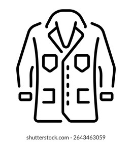 An outline style icon depicting lab coat