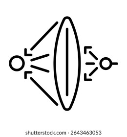 An outline style icon depicting lens ray