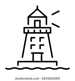An outline style icon depicting lighthouse