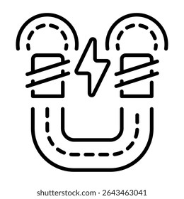 An outline style icon depicting magnetic induction