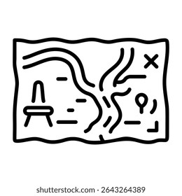 Um ícone de estilo de estrutura de tópicos representando o mapa