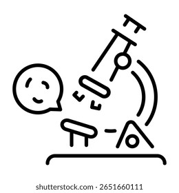 Um ícone de estilo de estrutura de tópicos representando o microscópio