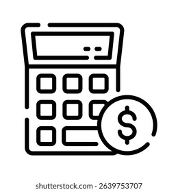A outline style icon depicting money calculation