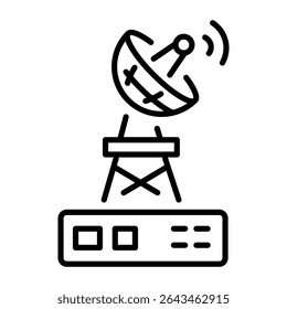 An outline style icon depicting parabolic dish  