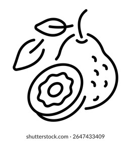 An outline style icon depicting pear