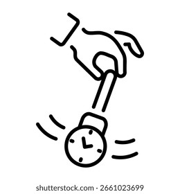 Un icono de estilo de contorno que representa el columpio del péndulo