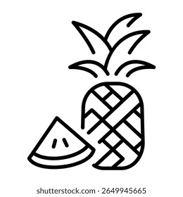 Ein Umrissstil-Symbol, das Ananas darstellt