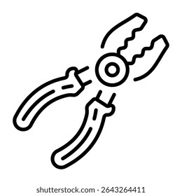 An outline style icon depicting pliers