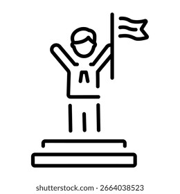 Um ícone de estilo de estrutura de tópicos representando o líder do protesto
