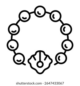 Um ícone de estilo de estrutura de tópicos representando um colar de conchas