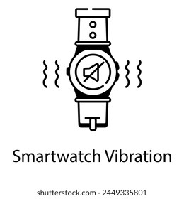 Icono de estilo de contorno que representa la vibración del reloj inteligente