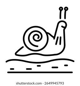 An outline style icon depicting snail