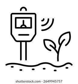 An outline style icon depicting soil analyzer