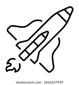 An outline style icon depicting space shuttle