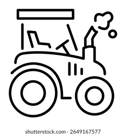 An outline style icon depicting tractor