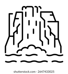 An outline style icon depicting waterfall