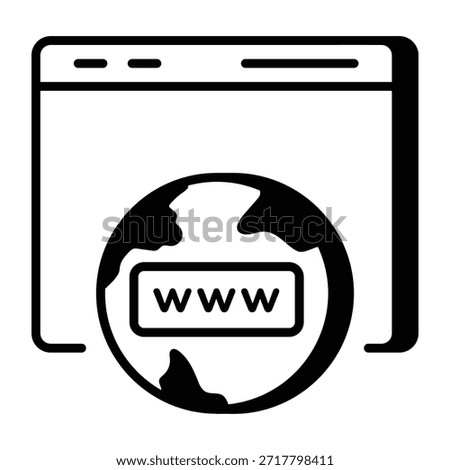 An outline style icon depicting website domain