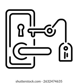 Um ícone de estilo de contorno do cadeado da porta