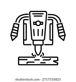 Un icono de estilo de contorno de la máquina de perforación
