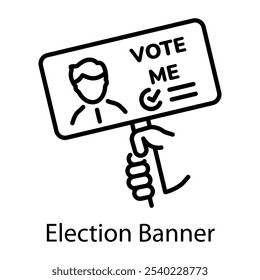 An outline style icon of election banner 