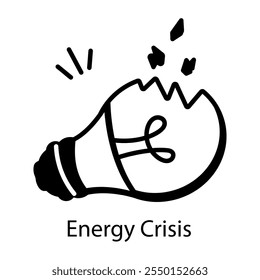 An outline style icon of energy crises 