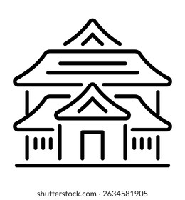 An outline style icon of geisha house