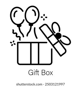 An outline style icon of gift box 