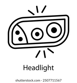 An outline style icon of headlight