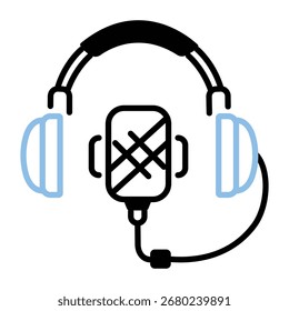 Icono de estilo de contorno del micrófono del auricular