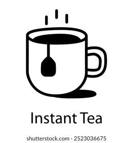 An outline style icon of instant tea cup 