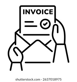 An outline style icon of invoice