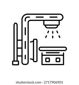 Un icono de estilo de contorno de la máquina láser