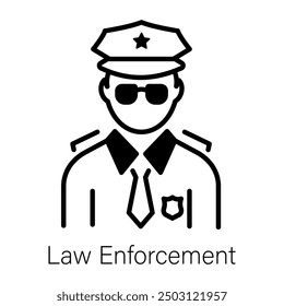 An outline style icon of law enforcement 