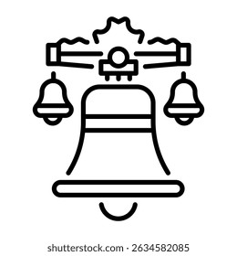 An outline style icon of liberty bell