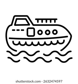 An outline style icon of lifeboat