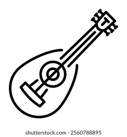 An outline style icon of lute instrument 