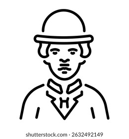 An outline style icon of movie character