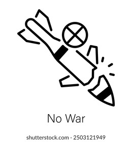 An outline style icon of no war 