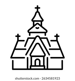An outline style icon of norwegian architecture 