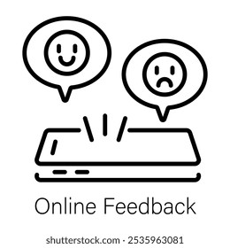 An outline style icon of online feedback 