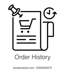 An outline style icon of order history