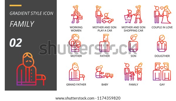 outline style icon pack for family,\
working, women, mother, son, play, car, couple, in, love, mother,\
father, son, dougther, grand father, baby, family,\
gay.