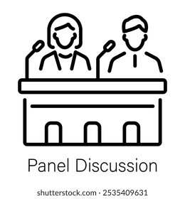 An outline style icon of panel discussion 