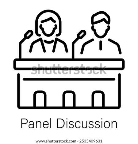 An outline style icon of panel discussion 