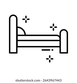 An outline style icon of patient bed, easy to edit