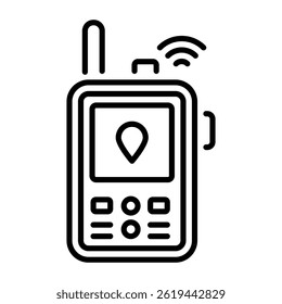 An outline style icon of a portable gps device